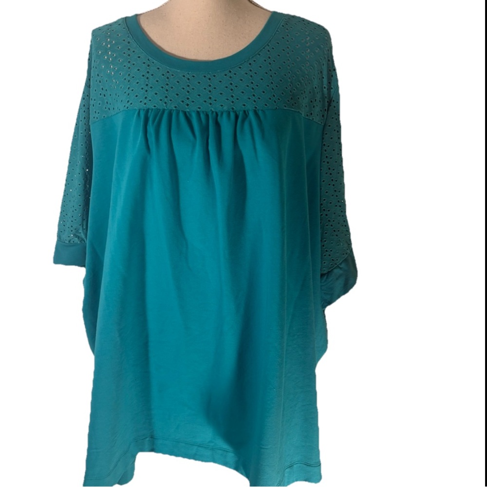 5x plus size women’s teal ladies women’s shirt sport Savvy pull over knit top